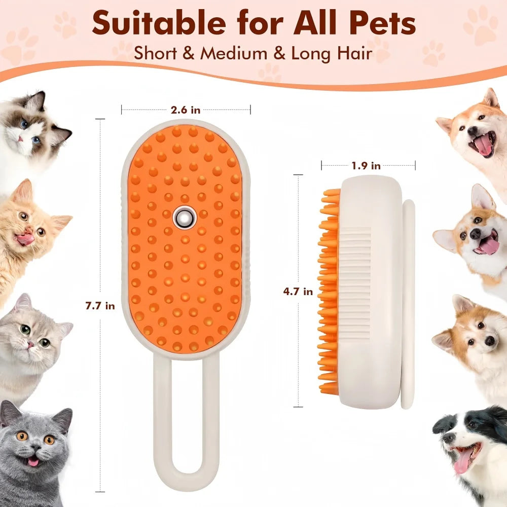Steam Brush Cat Brush Cats Vaporizer Pet Hair Brush Remover Pets Cleaning Steamy Spray Massage Comb 3in1 Grooming Supplies